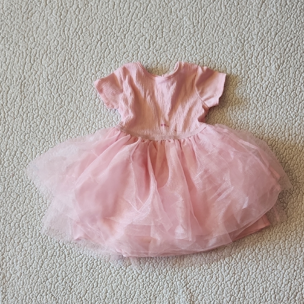 H&M Powder Pink Ballet Toole Textured Keyhole Back Short Sleeve Fairycore Dress